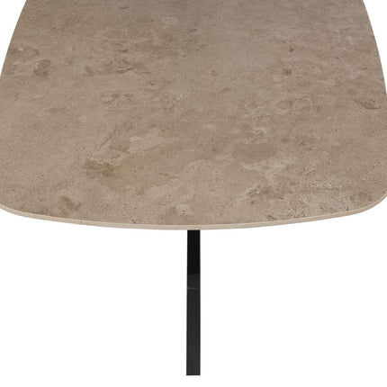 Taste 4SO Manitoba stapelbare dining stoel antraciet + Prado tafel met keramisch tafelblad barrel antraciet 240 cm