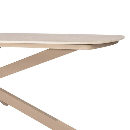 4 Seasons Outdoor Allora dining stoel latte + Taste 4SO Prado tafel met keramisch tafelblad barrel latte 240 cm