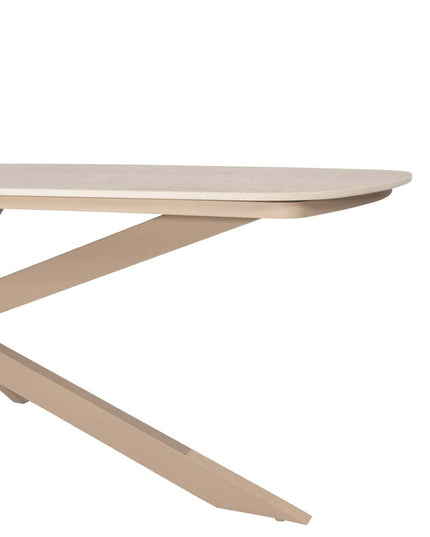 4 Seasons Outdoor Allora dining stoel latte + Taste 4SO Prado tafel met keramisch tafelblad barrel latte 240 cm