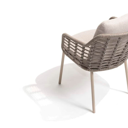 Taste 4SO Puglia dining stoel + Prado teak tafel 130 Ø cm teak onderstel