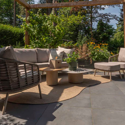 Taste 4SO Puglia loungeset 3-zits loungebank + 2x lounge stoel + Demi set van 2 salontafels latte