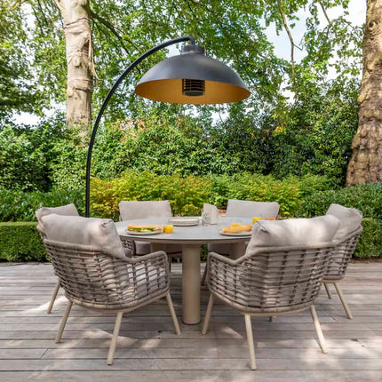 Taste 4SO Puglia low dining stoel + Donato low dining tafel 160 Ø cm latte