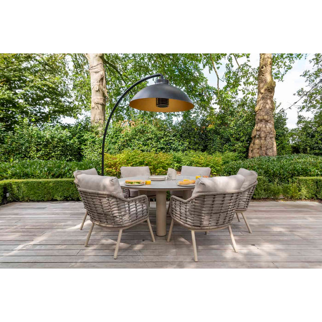 Taste 4SO Puglia low dining stoel + Donato low dining tafel 160 Ø cm latte