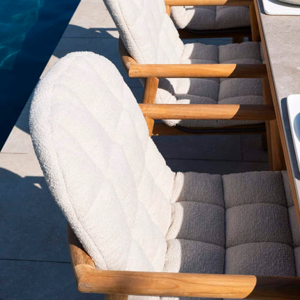 4 Seasons Outdoor Samos dining stoel + Taste 4SO Corsica tafel kiezel-vorm teak 240 cm