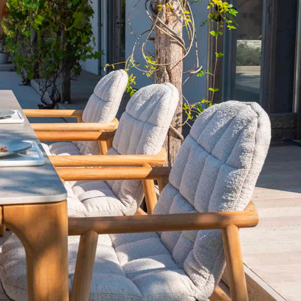 4 Seasons Outdoor Samos dining stoel + Taste 4SO Prado teak tafel 130 Ø cm