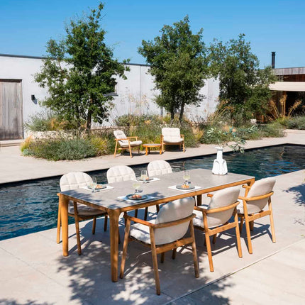 4 Seasons Outdoor Samos dining stoel + Taste 4SO Liam tafel met teak tafelblad 240 cm
