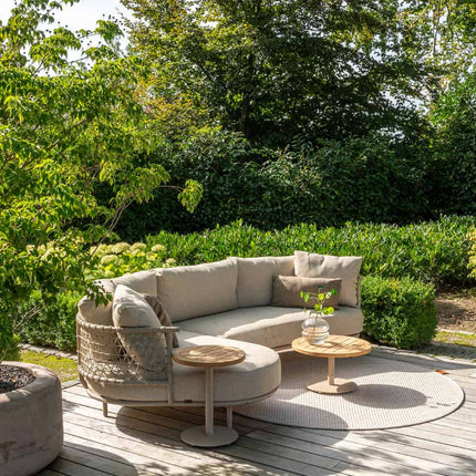 4 Seasons Outdoor Sardinia chaise lounge bank + Puccini lounge stoel + Verdi salontafel 73 Ø cm