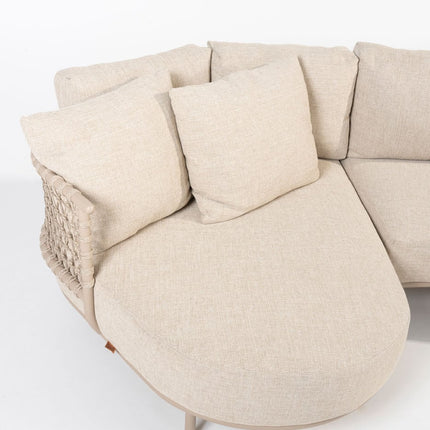 4 Seasons Outdoor Sardinia chaise lounge bank + Puccini lounge stoel + Verdi salontafel 73 Ø cm