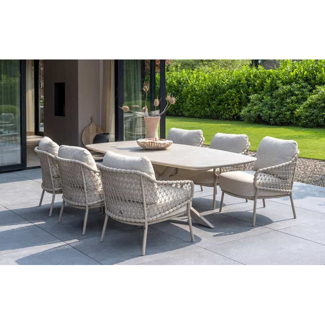 4 Seasons Outdoor Sardinia low dining stoel + Nevada low dining tafel barrel-vorm 250 cm latte - Image 3