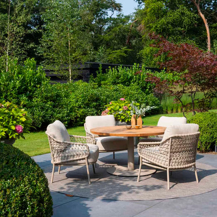 4 Seasons Outdoor Sardinia low dining stoel + Taste 4SO Saba low dining teak tafel 160 Ø cm latte - Image 2