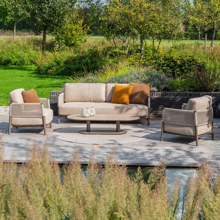 4 Seasons Outdoor Savanne loungeset: 3-zitsbank + loungestoelen + Boaz ovale salontafel - Image 2