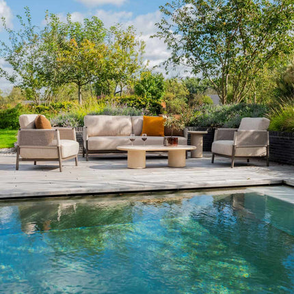 4 Seasons Outdoor Savanne loungeset: 3-zitsbank + loungestoelen + Hampton salontafels - Image 2