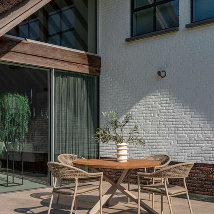 Taste 4SO Sienna dining + Prado teak tafel 130 Ø cm teak onderstel
