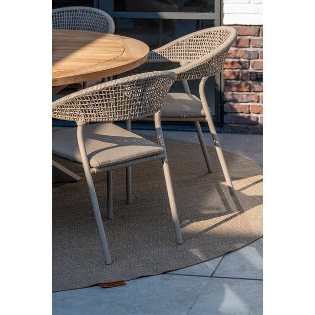 Taste 4SO Sienna dining + Prado tafel met keramisch tafelblad barrel latte 240 cm