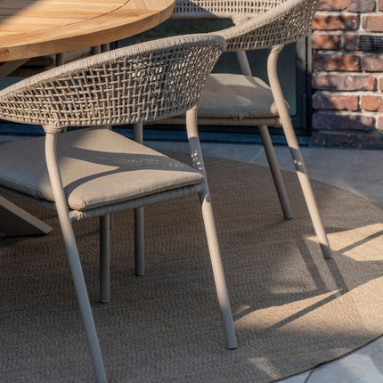 Taste 4SO Sienna dining + Donato tafel met geprint keramiek tafelblad 160 Ø cm latte
