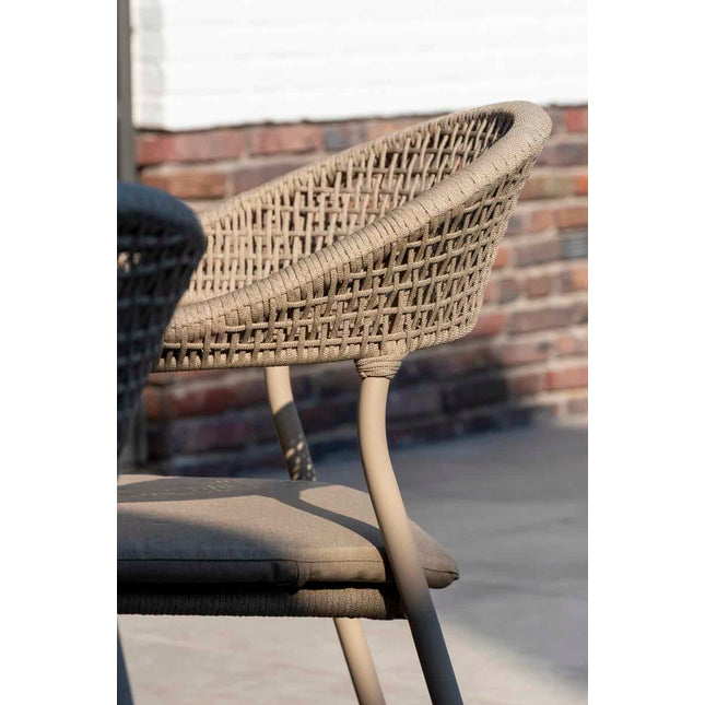 Taste 4SO Sienna dining + Prado teak tafel 160 Ø cm latte onderstel