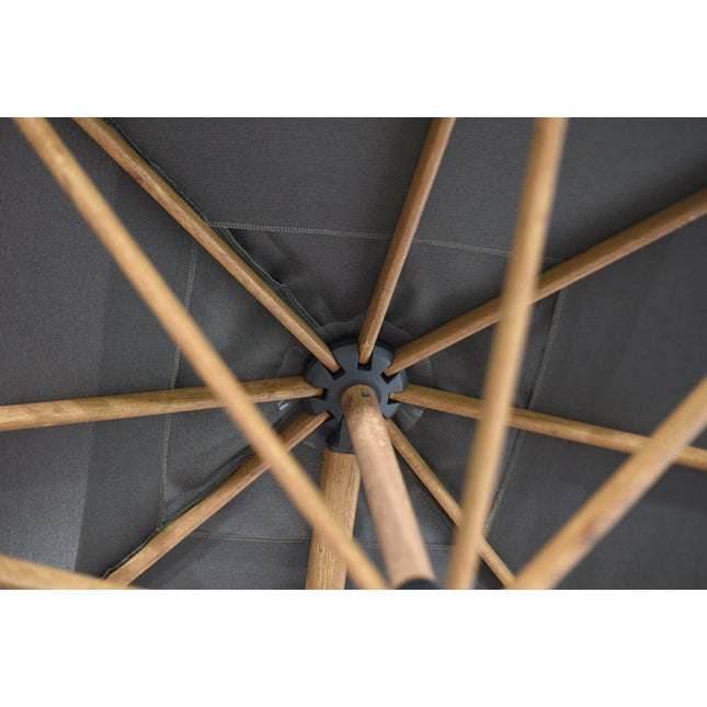 4 Seasons Outdoor Siesta Premium 350 cm. Ø antraciet met houtlook frame