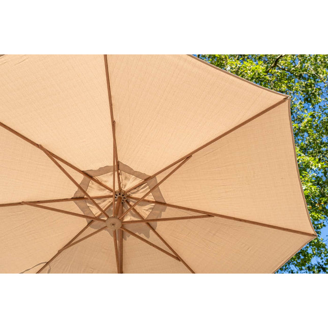 4 Seasons Outdoor Siesta Premium 350 cm. Ø zand met houtlook frame