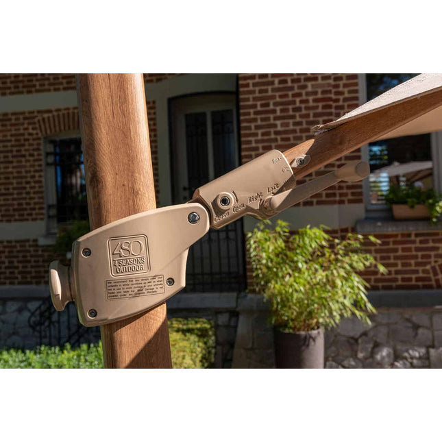 4 Seasons Outdoor Siesta Premium 350 cm. Ø zand met houtlook frame