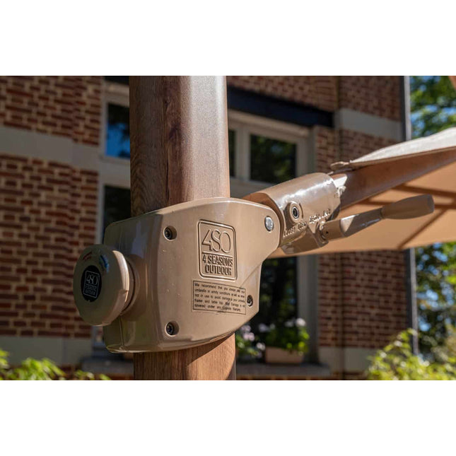 4 Seasons Outdoor Siesta Premium 350 cm. Ø zand met houtlook frame