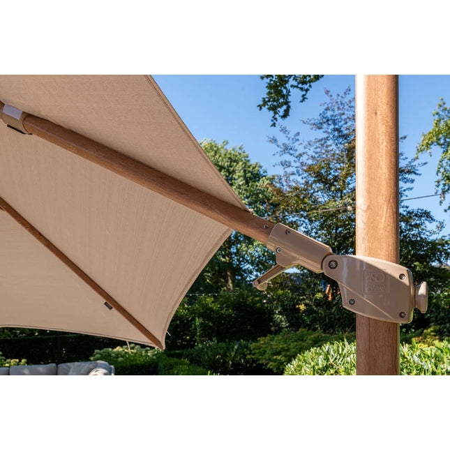 4 Seasons Outdoor Siesta Premium 350 cm. Ø zand met houtlook frame