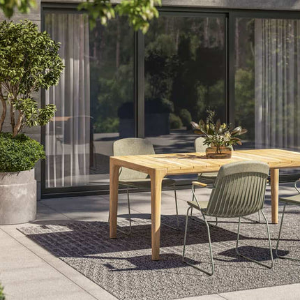 4 Seasons Outdoor Veneto dining olive + Taste 4SO Liam teak tafel 180 cm