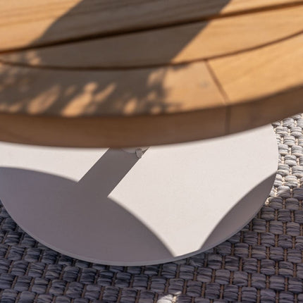 4 Seasons Outdoor Comino loungebank + Volta bijzettafel 45 Ø cm latte